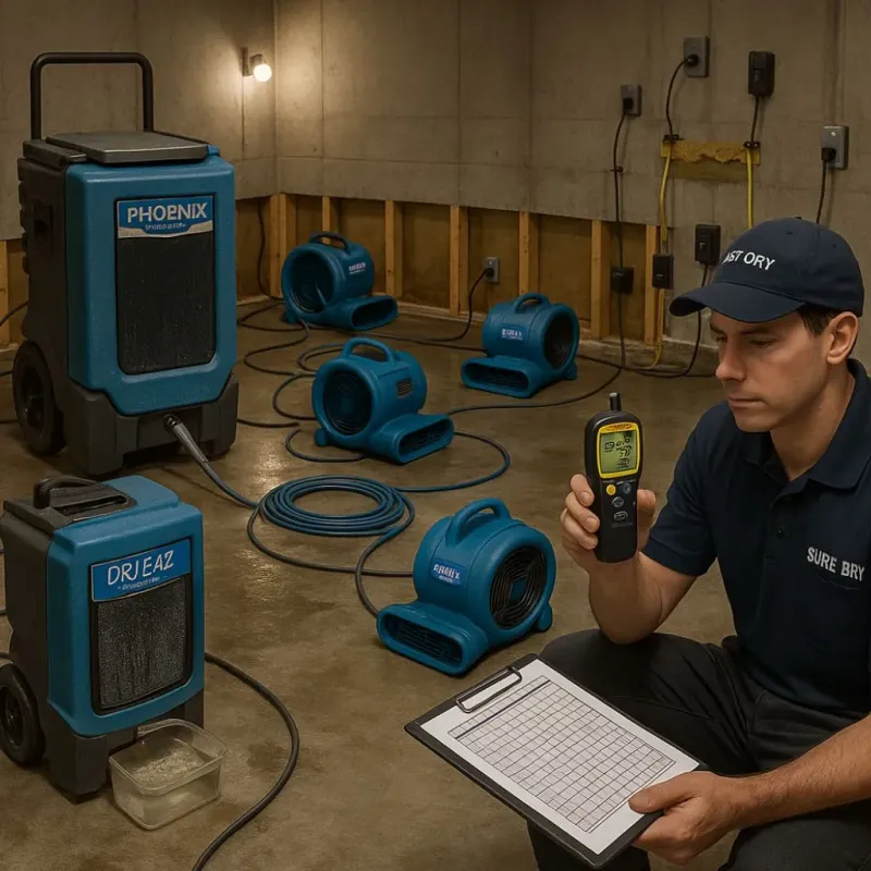 Structural Drying and Dehumidification process in North Madison, IN